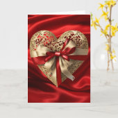 Gold Heart Red Ribbon Valentinstag Herzkarte Karte (Gelbe Blume)