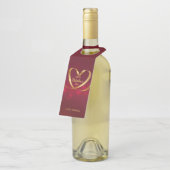 Gold Heart Ribbon Happy Valentine's Day Red Flaschenanhänger (Angewinkelt)