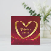 Gold Heart Ribbon Red Valentine's Day Geschenkkart (Stehend Vorderseite)
