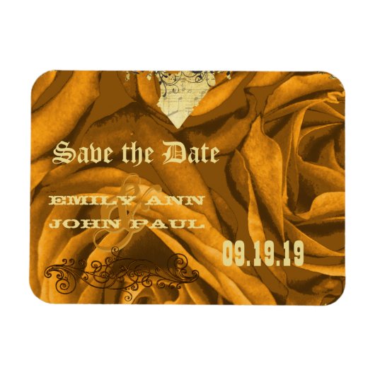 Gold Heart Rose & Buttterfliegen Save the Date Magnet (Horizontal)