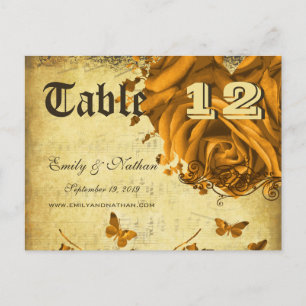 Gold Heart Rose Tischnummer Card