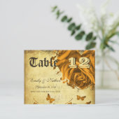 Gold Heart Rose Tischnummer Card (Stehend Vorderseite)