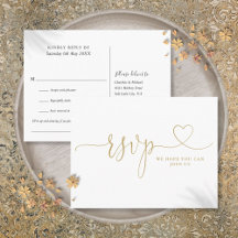 Gold Heart Schrift Hochzeitslied-Anfrage RSVP-Kart
