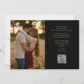 Gold Heart Script Foto Hochzeitsskripte QR Code Save The Date (Rückseite)