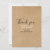 Gold Heart Script Rustic Kraft Wedding Foto Dankeskarte (Rückseite)