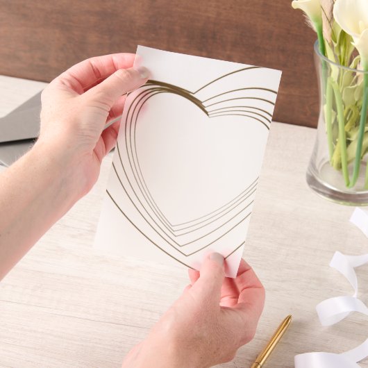 Gold Heart Shaped Corners Wedding  Pergament Einladungen (Handgehalten)