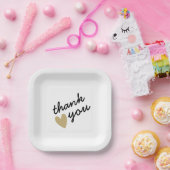 Gold Heart Simple Sincere Vielen Dank Pappteller (Party)