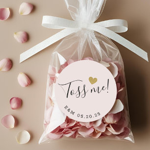 Gold Heart Toss Me Hochzeitskonfetti Geschenk Runder Aufkleber