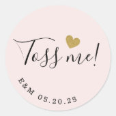 Gold Heart Toss Me Wedding Confetti Gefallen Runder Aufkleber (Vorderseite)