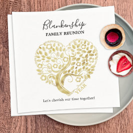 Gold Heart Tree Family Wiedersehen Personalisierte Serviette