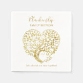 Gold Heart Tree Family Wiedersehen Personalisierte Serviette (Vorderseite)