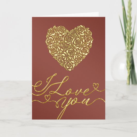 Gold Heart Valentine Karte (Vorderseite)