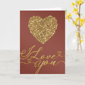 Gold Heart Valentine Karte (Gelbe Blume)
