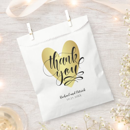 Gold Heart Vielen Dank Personalisiert Geschenktütchen (Ausgeschnitten)