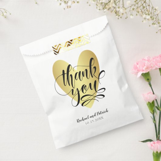 Gold Heart Vielen Dank Personalisiert Geschenktütchen (Versiegelt)
