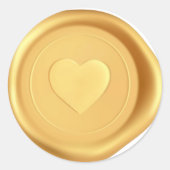 Gold Heart Wax Siegel Hochzeitskleber Runder Aufkleber (Vorderseite)