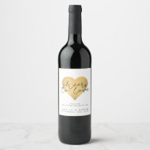 Gold Heart Wedding Wine Flasche Label