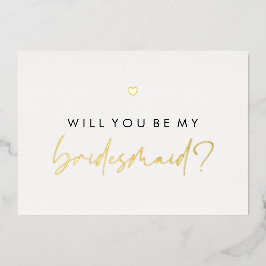 Gold Heart wirst du meine Bridesmaid sein Folieneinladung
