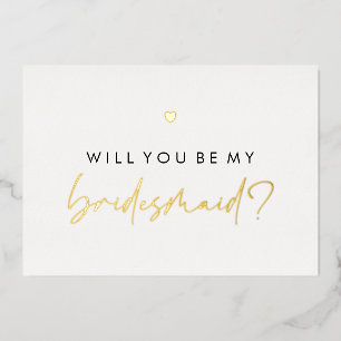 Gold Heart wirst du meine Bridesmaid sein Folieneinladung