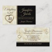 Gold Hearted fünf Dollar Schmuckzubehör Visitenkarte (Vorne/Hinten)