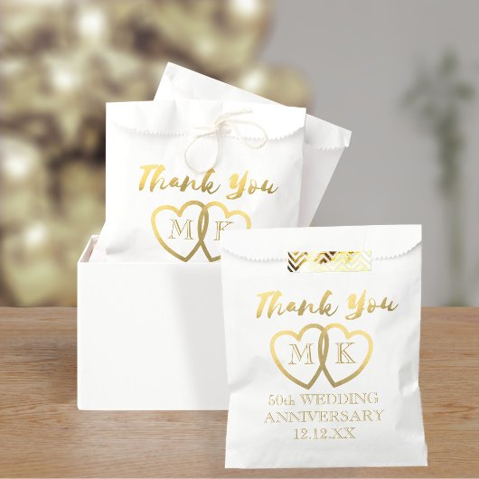 Gold Hearts 50. Hochzeit Jubiläum Fvor Tasche Geschenktütchen
