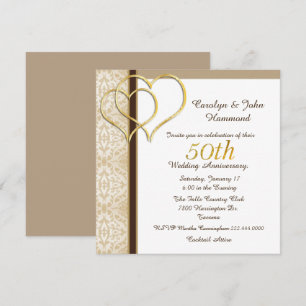 Gold Hearts 50. Hochzeitstag Einladung