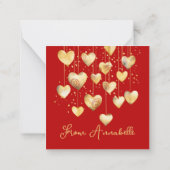 Gold Hearts auf einem String Mitteilungskarte (Rückseite)