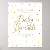 Gold Hearts Baby Dusche Sprinkle Begrüßungszeichen Poster (Vorne)