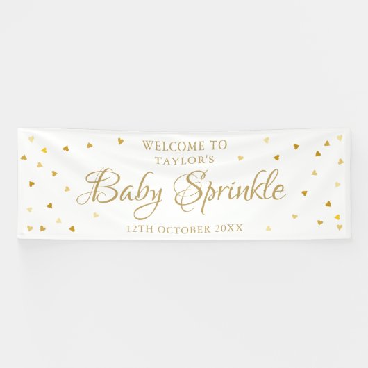 Gold Hearts Baby Sprinkle Dusche Willkommen Banner (Horizontal)