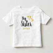 Gold Hearts Big Sister Name Monogram Kleinkind T-shirt (Vorderseite)
