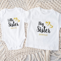 Gold Hearts Big Sister Name Monogram