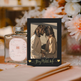 Gold Hearts Black Foto Urlaubskarte Einladung