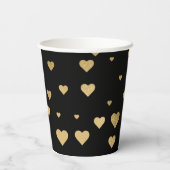 Gold Hearts Black Pappbecher (Rückseite)
