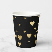 Gold Hearts Black Pappbecher (Rechts)