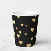 Gold Hearts Black Pappbecher (Vorderseite)
