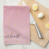 Gold Hearts Blush Pink Ombre Geschirrtuch (Viertel Falte)