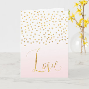 Gold Hearts Blush Rosa Weiße Liebe Karte
