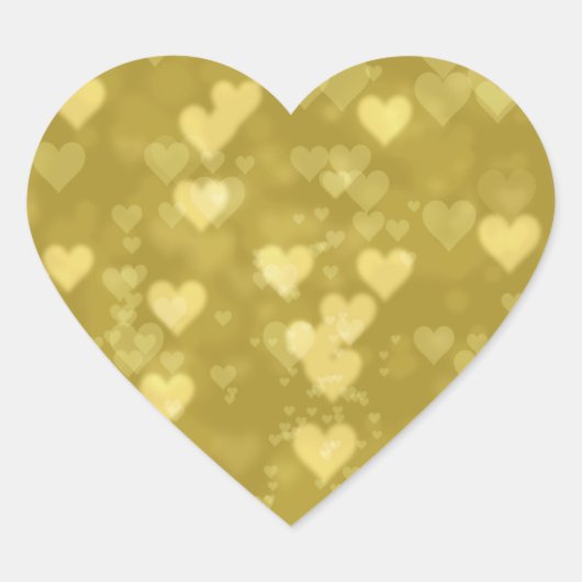 Gold Hearts Bokeh Herz-Aufkleber (Vorderseite)