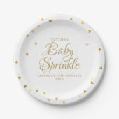 Gold Hearts Confetti Baby Sprinkle / Dusche Pappteller (Vorderseite)