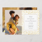 Gold Hearts Confetti Fotos Hochzeit Einladung (Vorne/Hinten)