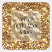 Gold Hearts Confetti Quadratischer Aufkleber (Vorderseite)