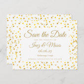 Gold Hearts Confetti Save the Date Ankündigungspostkarte (Vorne/Hinten)