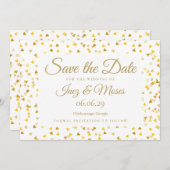 Gold Hearts Confetti Save the Date Einladung (Vorne/Hinten)