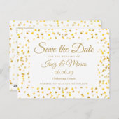 Gold Hearts Confetti Save the Date Postkarte (Vorne/Hinten)