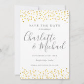 Gold Hearts Confetti Script-Foto Save The Date (Vorderseite)