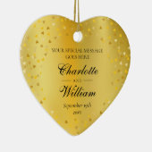 Gold Hearts Confetti Wedding Custom Monogram Keramik Ornament (Rechts)