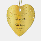 Gold Hearts Confetti Wedding Custom Monogram Keramik Ornament (Links)