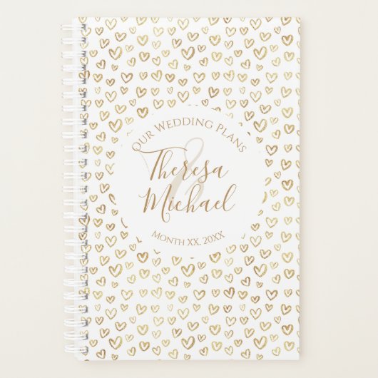 Gold Hearts Custom Sprichwort Hochzeitsplaner Planer (Vorderseite)