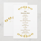 Gold Hearts Design Hochzeit Menükarte (Vorne/Hinten)