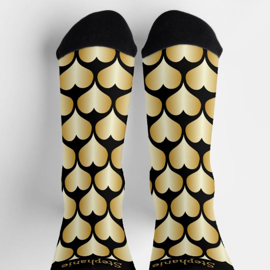 Gold Hearts Design Personalisiert Socken (Oben)